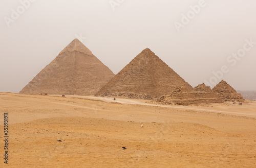Pyramid of Khafre and Menkare with small pyramids