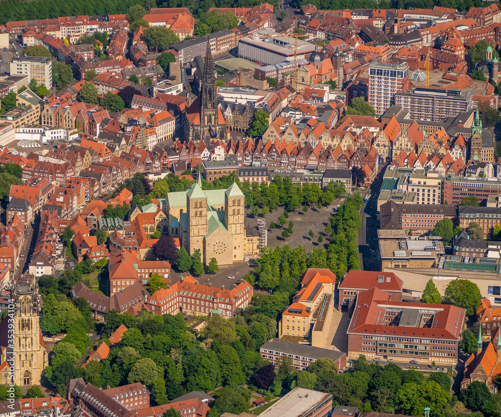 Aerial photo of the city Münster Westfalen NRW in Germany