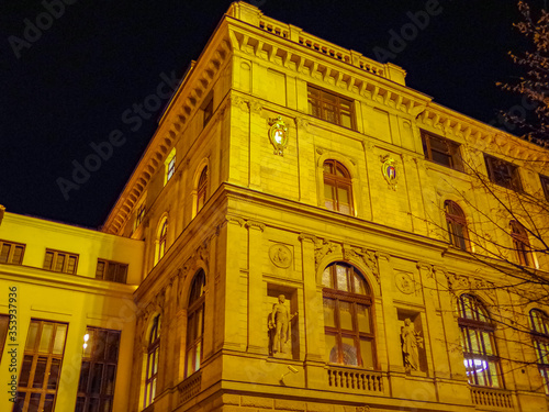 Night View of Ostrava. Jirasek Square. Czech Republic photo