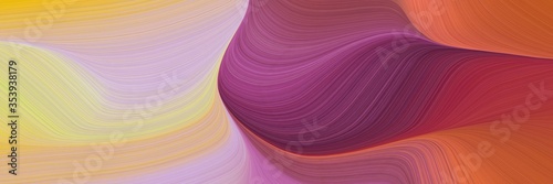 abstract modern designed horizontal banner with tan, dark moderate pink and pastel violet colors. fluid curved lines with dynamic flowing waves and curves for poster or canvas © Eigens