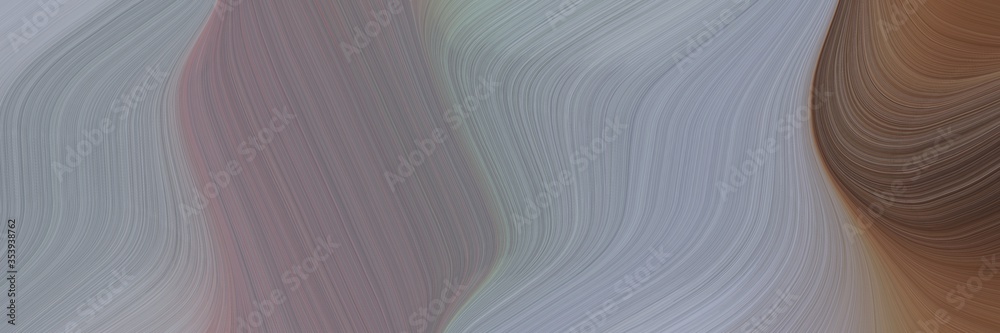 abstract colorful horizontal header with light slate gray, old mauve and pastel brown colors. fluid curved lines with dynamic flowing waves and curves for poster or canvas