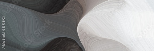 abstract flowing horizontal header with dark slate gray, light gray and dark gray colors. fluid curved flowing waves and curves for poster or canvas