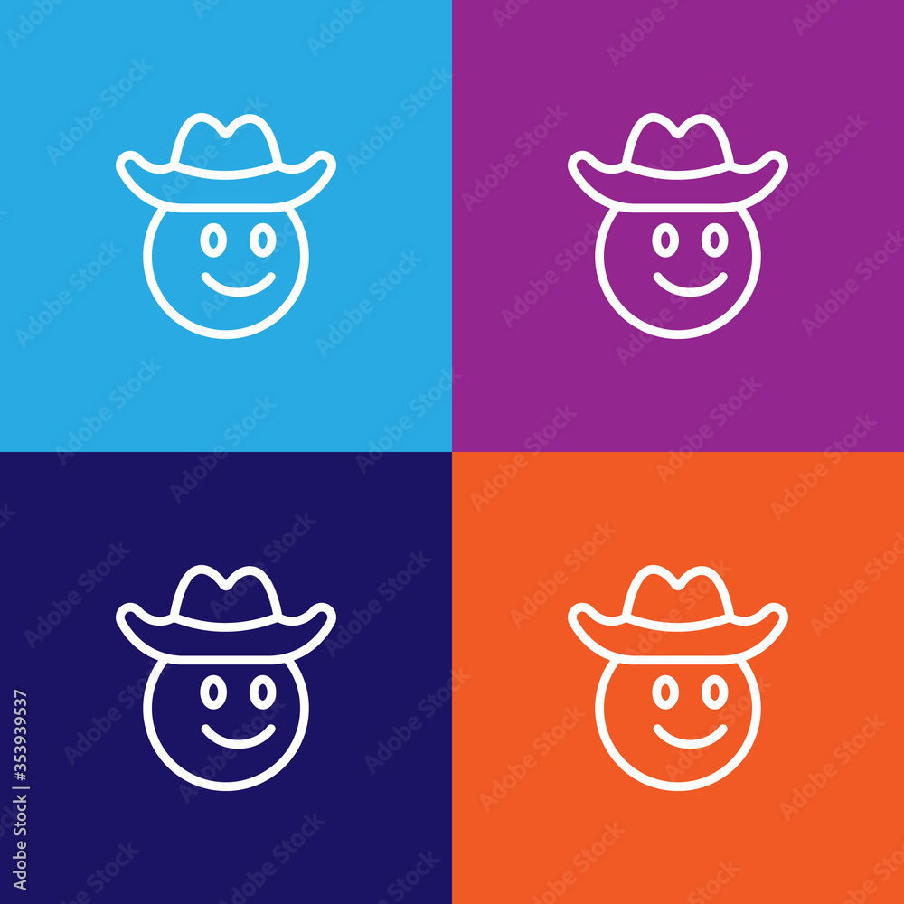 Cowboy emoji outline icon. Signs and symbols can be used for web, logo