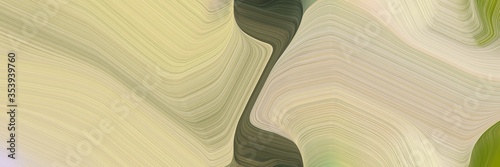 abstract flowing designed horizontal header with tan, dark olive green and dim gray colors. fluid curved lines with dynamic flowing waves and curves for poster or canvas