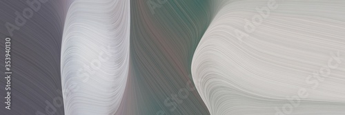 abstract modern designed horizontal banner with silver, dim gray and old lavender colors. fluid curved lines with dynamic flowing waves and curves for poster or canvas