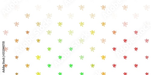 Light Green, Red vector background with covid-19 symbols.