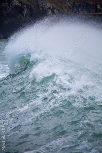 waves off the cornish coastline cornwall uk 