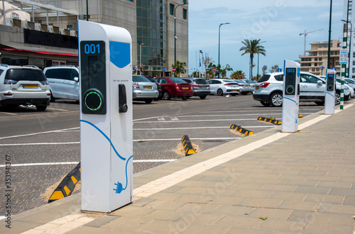charging station for electric cars on a city street