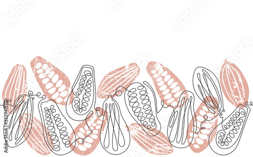 Cocoa Beans Seamless Pattern. Chocolate Background. Vector illustration.