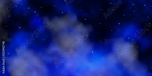 Dark BLUE vector background with small and big stars. Blur decorative design in simple style with stars. Pattern for wrapping gifts.