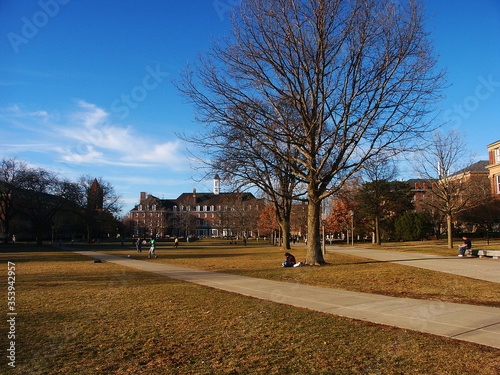 University of Illinois at Urbana Champaign campus building in winter