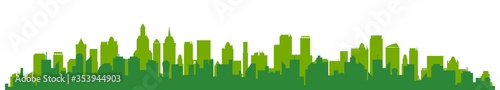 Green city silhouette - vector