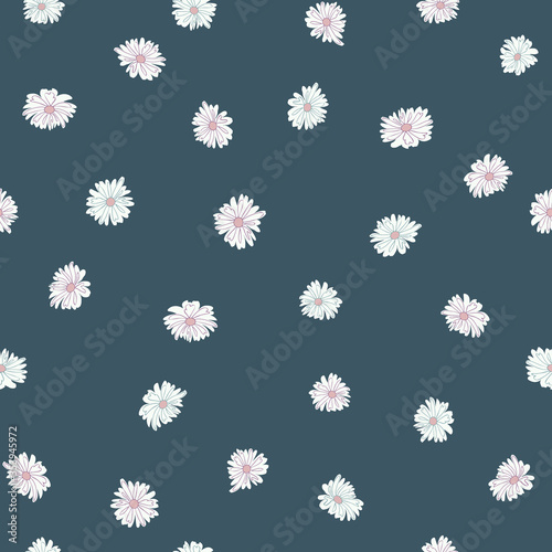 Seamless ditsy pattern in small cute wild daisy flowers.  Liberty style millefleurs. Floral background for textile, wallpaper, pattern fills, covers, surface, print, wrap, scrapbooking, decoupage
