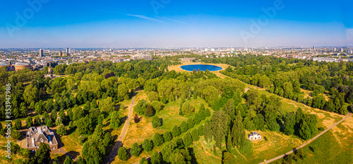 Aerial view of Hyde park in the morning, London