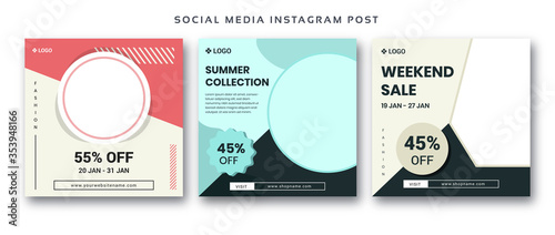 Fashion sale banner Instagram post set