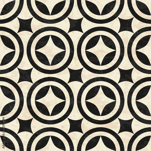 Antique geometric floor pattern, abstract seamless vector illustration with texture