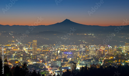 Downtown Portland Oregon City at Night