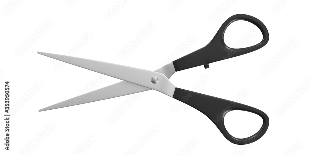 Open Multi Universal Scissors with black handle isolated on white background Open Multi Universal Scissors with black handle isolated on white background