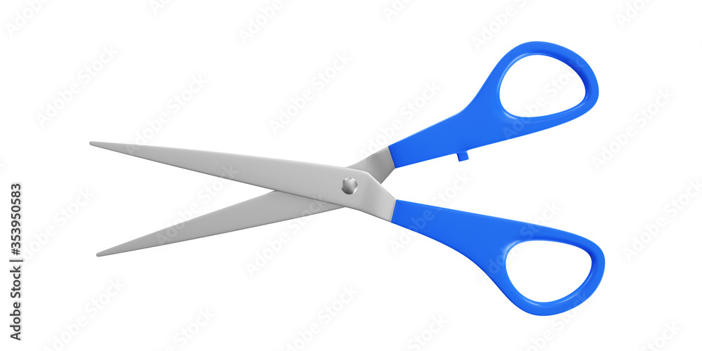 Opened Multi Universal Scissors with blue handle isolated on white background Opened Multi Universal Scissors with blue handle isolated on white background