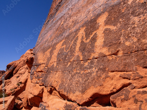 Indian Petroglyphs in Valley of Fire National Park, Nevada, USA