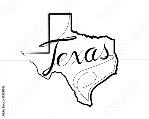 Texas State One Continuous Line Vector Illustration
