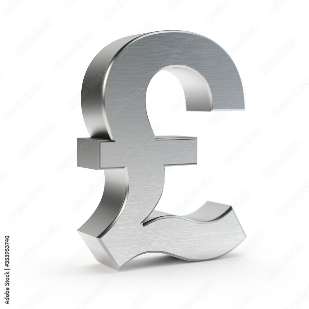 British pound symbol isolated on white, 3D illustration