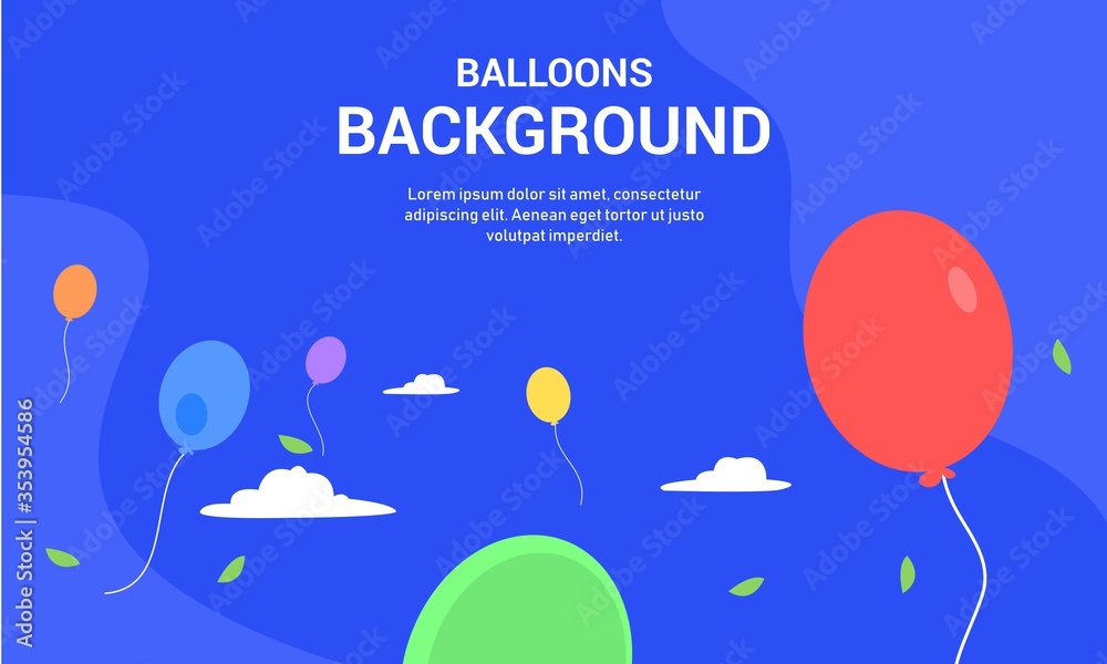 Balloons in the sky with clouds illustration background.