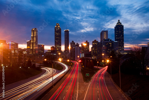 Night Traffic & Atlanta Skyline