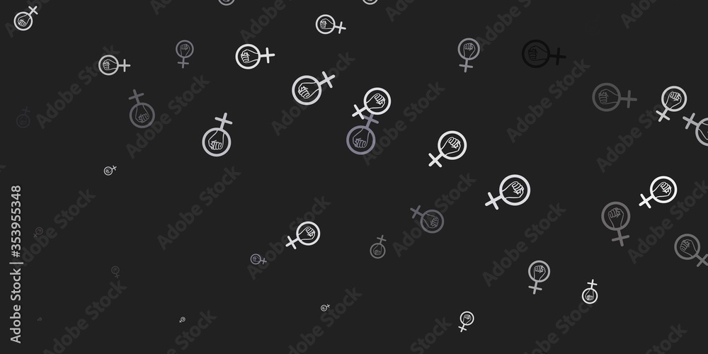 Light Gray vector pattern with feminism elements.