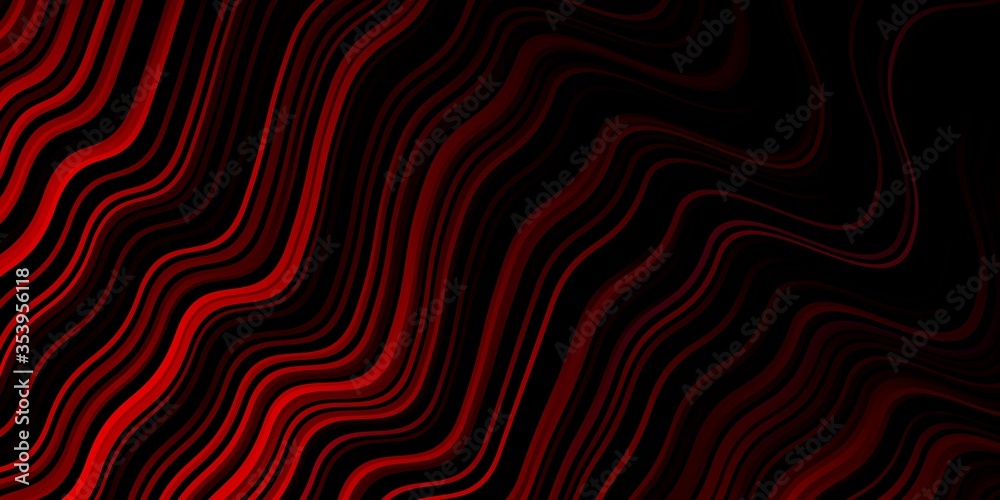 Dark Red vector background with curved lines.