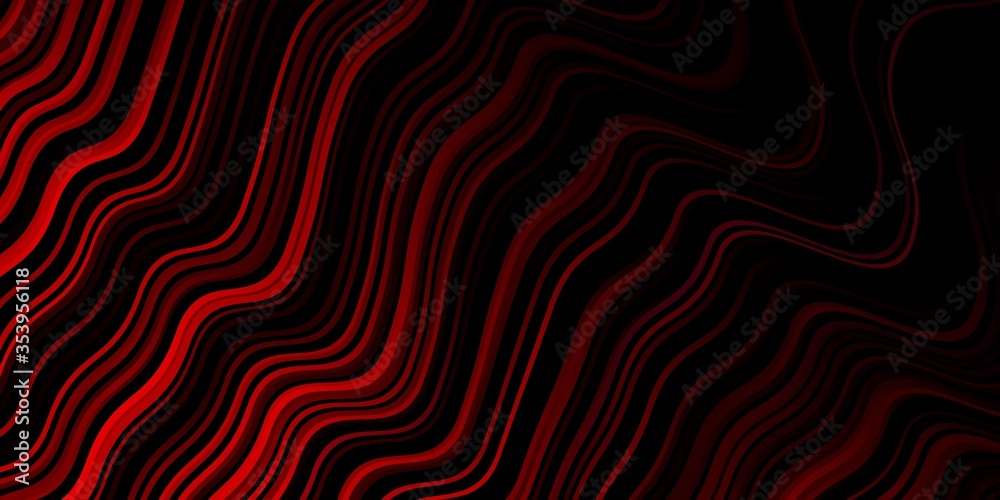 Fototapeta premium Dark Red vector background with curved lines.
