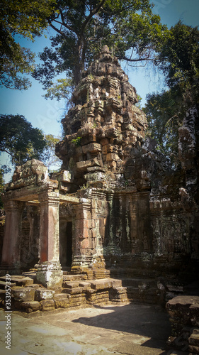 Ruins of the Ta Prohm temple in Cambodia. Amazing trees