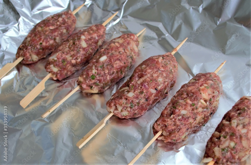 meat on the grill (homemade kebabs)