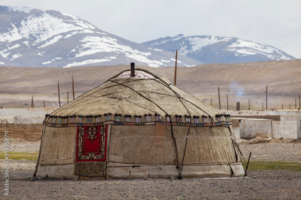 Kyrgyz yurt in the Pamir mountains, Tajikistan. Travels in Asia.