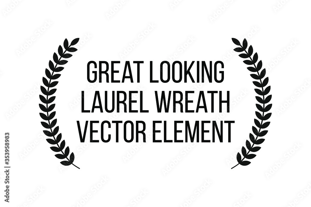 Black and white award badge with laurel palm leaves wreath vector