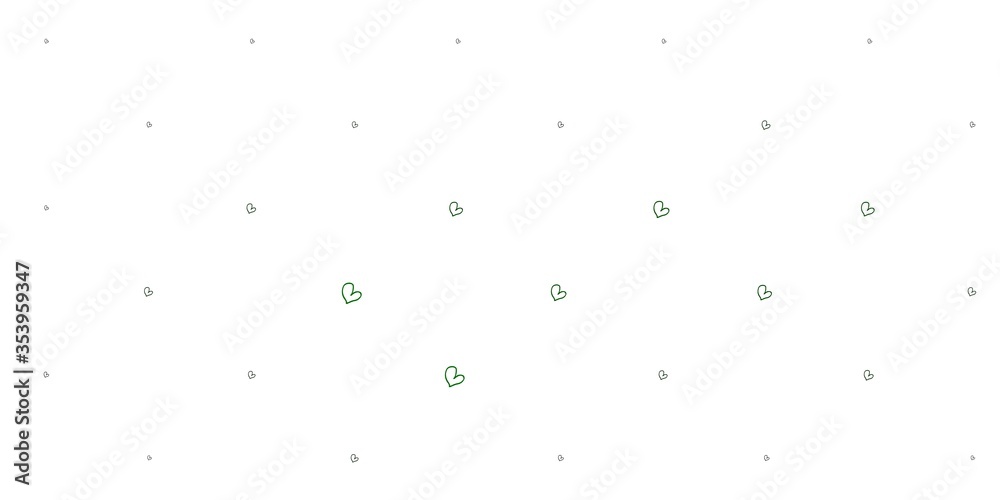 Light Green vector template with doodle hearts.