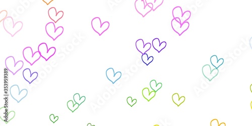 Light Multicolor vector texture with lovely hearts.