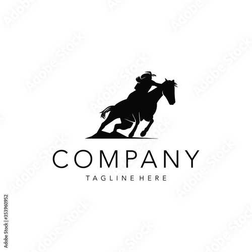 Cowgirl logo design. Awesome a cowgirl logo. A cowgirl logotype.