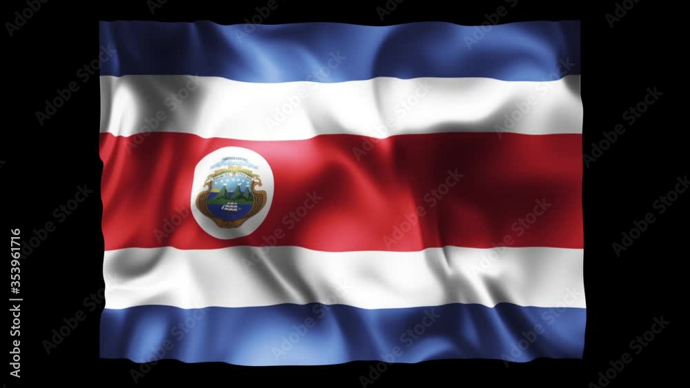 Costa Rica flag waving in slow motion 3D rendering with alpha. Costa Rica flag waving in slow motion 3D rendering with alpha.