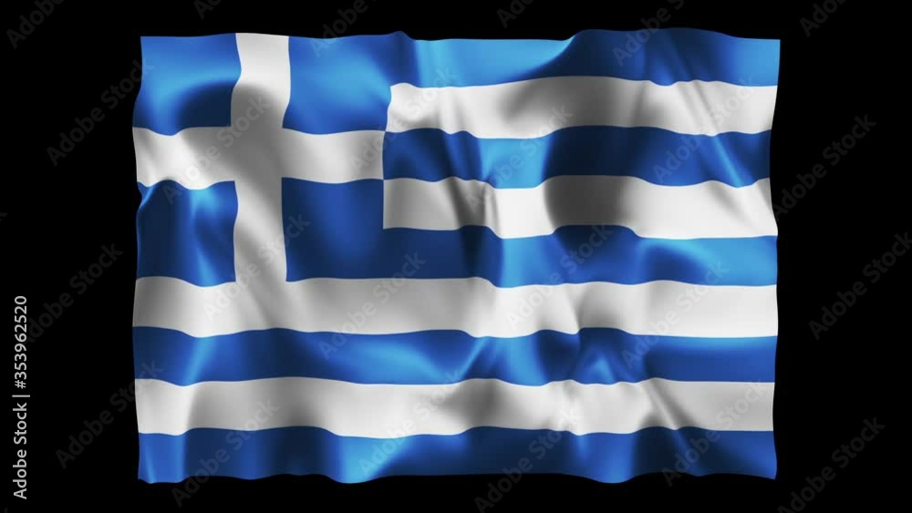 Greece flag waving in slow motion 3D rendering with alpha. Greece flag waving in slow motion 3D rendering with alpha.