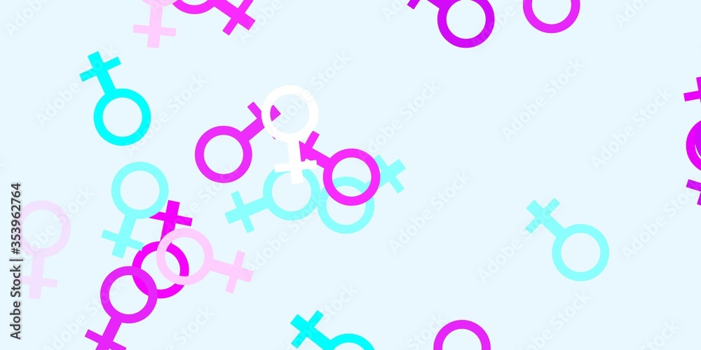 Light Pink, Blue vector pattern with feminism elements. Light Pink, Blue vector pattern with feminism elements.