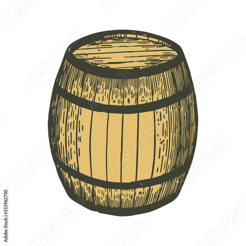 Vector vintage brown wooden barrel illustration vector