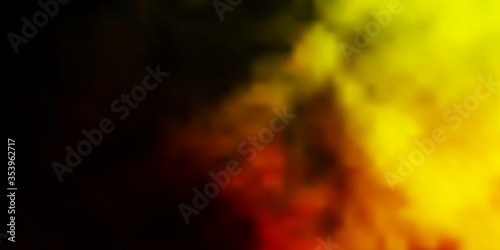 Dark Red, Yellow vector backdrop with cumulus. Illustration in abstract style with gradient clouds. Template for websites.
