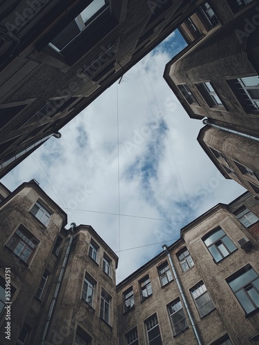 Courtyard-well, roofs, sky, courtyard, architecture 