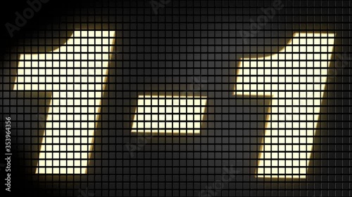 Digital scoreboard with 1 - 1 score text footage.