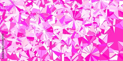 Light Pink  Yellow vector background with christmas snowflakes.