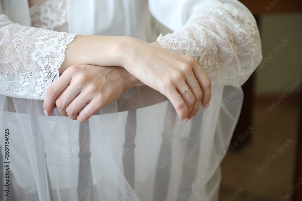 Beautiful hands, hands of the bride in wedding dress Beautiful hands, hands of the bride in wedding dress