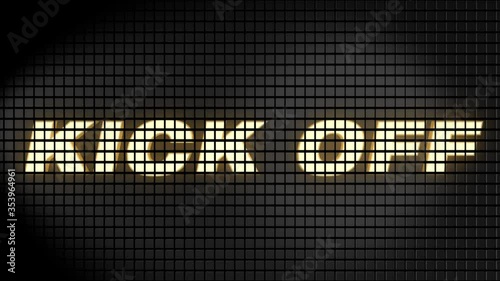 Digital scoreboard with kickoff text footage.