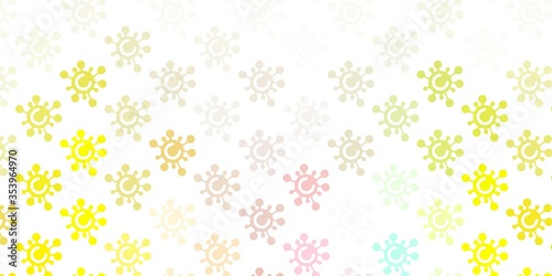 Light Green, Red vector background with covid-19 symbols.