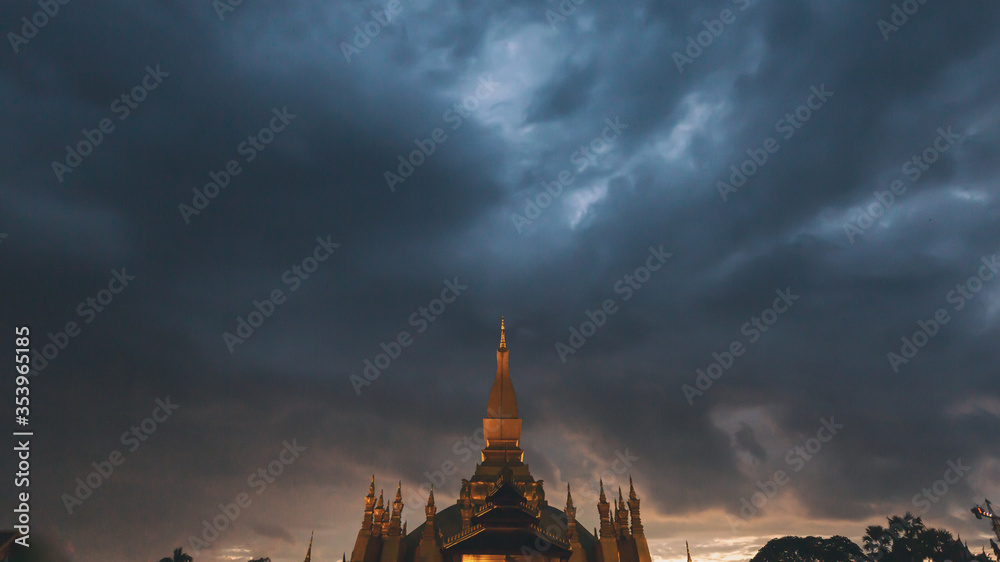 Pha That Luang Temple, The Golden Pagoda in VIENTIANE, Pha That Luang VIENTIANE Lao.